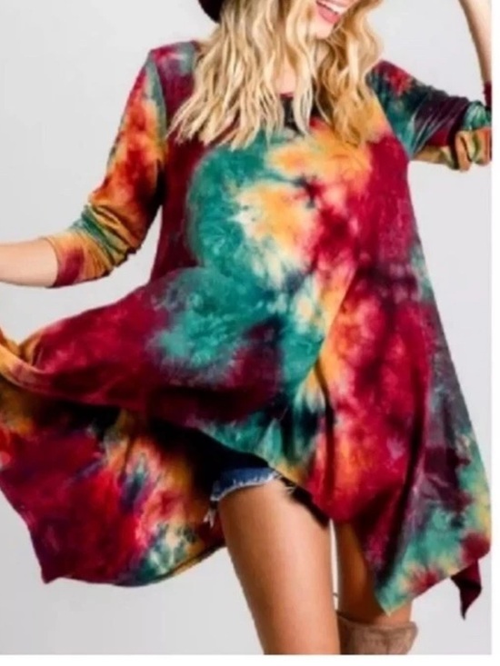 Jade By Jane Tops - JADE BY JANE TIE DYE SHARK BITE TUNIC